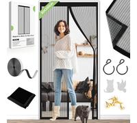 Cortina magnética para puerta, cortina mosquitera para puertas sin taladrar, con imanes fuertes y banda mágica completa, 80 x 200 cm, adecuada para puerta de patio, balcón, dormitorio