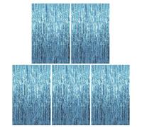 Cortina marginada de 5 piezas, cortinas de aluminio de orje azul, cortinas de aluminio metálico 39.4x78.7in cortina de tinsel para cumpleaños baby shower