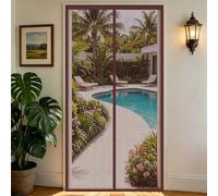 Cortina Mosquitera 100 x 185 cm Malla Imanes de Poliéster Imanes, Se Cierra Automáticamente Cortinas Mosquitera Puerta Magnetica Exterior Insectos para Salón, Balcón, Marrón