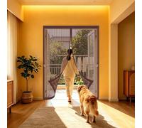 Cortina Mosquitera 100 x 205 cm Malla Imanes de Poliéster Imanes, Se Cierra Automáticamente Cortina Mosquitera Magnética para Puerta Exterior Cierre para Salón, Balcón, Marrón