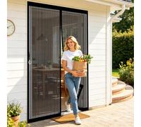 Cortina Mosquitera 100 x 205 cm Malla Imanes de Poliéster Imanes, Se Cierra Automáticamente Cortinas Mosquitera Puerta Magnetica Exterior Insectos para Balcón, Entrada, Negro