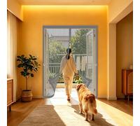Cortina Mosquitera 109 x 186 cm Varios Tallas, No Requiere Herramientas, Fácil de Instalar Magnético Cortina para Protección Contra Insectos para Cocina, Comedor, Gris