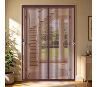 Cortina Mosquitera 109 x 205 cm Malla Imanes de Poliéster Imanes, Se Cierra Automáticamente Cortinas Mosquitera Puerta Magnetica Exterior Insectos para Balcón, Entrada, Marrón
