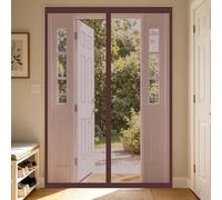 Cortina Mosquitera 109 x 210 cm Poliéster Resistente, con Ganchos, Silenciosa y Automática Mosquitera para Puerta Mosquiteras Magneticas para Puertas para Balcón, Entrada, Marrón