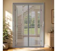 Cortina Mosquitera 109 x 213 cm Cierra Automáticamente, Fácil Instalación sin Taladrar Cortina Mosquitera con Imanes Personalizable para Salón, Balcón, Gris