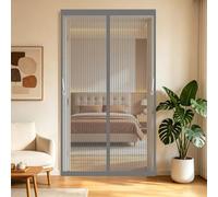 Cortina Mosquitera 109 x 217 cm Cierra Automáticamente, Fácil Instalación sin Taladrar Cortina Mosquitera Magnética para Puertas Antimosquitos para Salón, Balcón, Gris