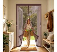 Cortina Mosquitera 109 x 218 cm Cierra Automáticamente, Fácil Instalación sin Taladrar Cortina Mosquitera Magnética para Puerta Exterior Cierre para Dormitorio, Correderas, Marrón