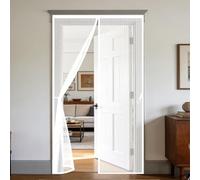 Cortina Mosquitera 110 x 170 cm Cortina Mosquitera Exterior Cierre Automático de Arriba a Abajo, Mantiene El Aire Fresco Dentro y Los Bichos Fuera, para Balcón Dormitorio, Blanco