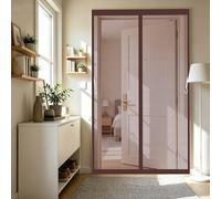Cortina Mosquitera 118 x 180 cm Malla Imanes de Poliéster Imanes, Se Cierra Automáticamente Mosquitera para Puerta Mosquiteras Magneticas para Puertas para Balcón, Entrada, Marrón