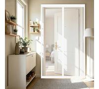 Cortina Mosquitera 118 x 208 cm Malla Imanes de Poliéster Imanes, Se Cierra Automáticamente Mosquitera para Puerta Mosquiteras Magneticas para Puertas para Balcón, Entrada, Blanco