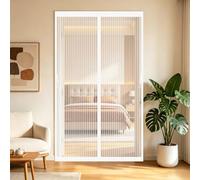 Cortina Mosquitera 129 x 212 cm Cierra Automáticamente, Fácil Instalación sin Taladrar Mosquiteras Magneticas Cortina Protección Contra Insectos para Balcón, Entrada, Blanco