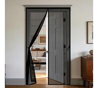 Cortina Mosquitera 130 x 175 cm Cortina Mosquitera Exterior Cierre Automático de Arriba a Abajo, Mantiene El Aire Fresco Dentro y Los Bichos Fuera, para Balcón Dormitorio, Negro