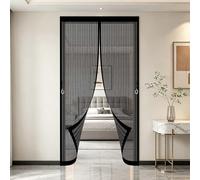Cortina Mosquitera 134 x 222 cm Malla Imanes de Poliéster Imanes, Se Cierra Automáticamente Mosquitera Imantada Puerta Malla Ultrafina Antimosquitos para Balcón, Entrada, Negro