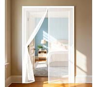 Cortina Mosquitera 135 x 140 cm Mosquiteras Magneticas para Puertas Cierre Magnético de Arriba a Abajo, Automáticamente, Mantiene El Aire Fresco, para Balcón Dormitorio, Blanco