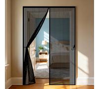 Cortina Mosquitera 135 x 140 cm Mosquiteras Magneticas para Puertas Cierre Magnético de Arriba a Abajo, Automáticamente, Mantiene El Aire Fresco, para Balcón Dormitorio, Negro
