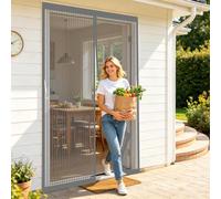 Cortina Mosquitera 138 x 204 cm Malla Imanes de Poliéster Imanes, Se Cierra Automáticamente Mosquitera Imantada Puerta Malla Ultrafina Antimosquitos para Cocina, Comedor, Gris