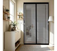 Cortina Mosquitera 140 x 165 cm Cierra Automáticamente, Fácil Instalación sin Taladrar Cortinas Mosquitera Puerta Magnetica Exterior Insectos para Dormitorio, Correderas, Negro