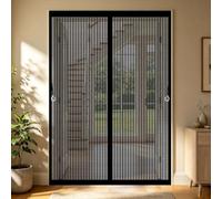 Cortina Mosquitera 141 x 204 cm Cierra Automáticamente, Fácil Instalación sin Taladrar Adsorción Magnética Plegable Anti Mosquito Insecto Mosquitera para Salón, Balcón, Negro