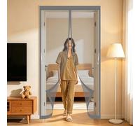 Cortina Mosquitera 142 x 206 cm Malla Imanes de Poliéster Imanes, Se Cierra Automáticamente Mosquitera para Puerta Mosquiteras Magneticas para Puertas para Cocina, Comedor, Gris