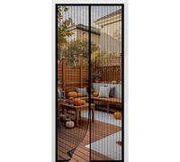 Cortina Mosquitera 145 x 150 cm Puerta de Malla Magnética Cierre Automático de Arriba a Abajo, Mantiene El Aire Fresco Dentro y Los Bichos Fuera, para Patio Balcón, Negro