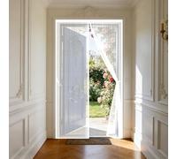 Cortina Mosquitera 145 x 200 cm Cortina Mosquitera Exterior Cierre Automático de Arriba a Abajo, Mantiene El Aire Fresco Dentro y Los Bichos Fuera, para Balcón Dormitorio, Blanco