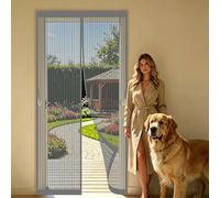 Cortina Mosquitera 154 x 210 cm Malla Ultrafina, Transpirables, Fácil Instalación Adhesiva Magnético Cortina para Protección Contra Insectos para Dormitorio, Correderas, Gris
