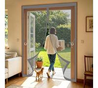 Cortina Mosquitera 170 x 190 cm Malla Imanes de Poliéster Imanes, Se Cierra Automáticamente Mosquiteras Magneticas Cortina Protección Contra Insectos para Cocina, Comedor, Gris
