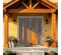 Cortina Mosquitera 175 x 205 cm Poliéster Resistente, con Ganchos, Silenciosa y Automática Cortina Mosquitera Magnética para Puerta Exterior Cierre para Balcón, Entrada, Gris
