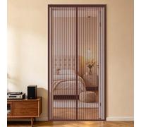 Cortina Mosquitera 180 x 186 cm Varios Tallas, No Requiere Herramientas, Fácil de Instalar Cortinas Mosquitera Puerta Magnetica Exterior Insectos para Salón, Balcón, Marrón