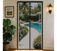Cortina Mosquitera 180 x 200 cm Cierra Automáticamente, Fácil Instalación sin Taladrar Mosquitera Imantada Puerta Malla Ultrafina Antimosquitos para Salón, Balcón, Negro