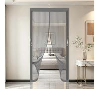 Cortina Mosquitera 190 x 216 cm Poliéster Resistente, con Ganchos, Silenciosa y Automática Magnético Cortina para Protección Contra Insectos para Cocina, Comedor, Gris