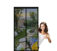 Cortina Mosquitera 52 x 195 cm Mantiene El Aire Fresco Dentro y Los Bichos Fuera, Cinta Mágica, Imanes Cierre Automático, Mosquitera Cortina Puerta Magnetica Imantada para Patio/Balcón, Negro