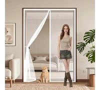 Cortina Mosquitera 60 x 165 cm Transpirables Antimosquitos, Sin Taladros, Magnético Automático, Con Velcra, Cortina Contra Mosquitos con Imanes para Pasillos Balcn Puertas, Blanco