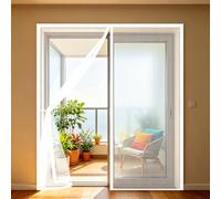 Cortina Mosquitera 60 x 180 cm Mosquitera Cortina Puerta Magnetica Cierre Magnético de Arriba a Abajo, Automáticamente, Mantiene El Aire Fresco, para Patio Balcón, Blanco