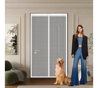 Cortina Mosquitera 65 x 180 cm Transpirables Antimosquitos, Sin Taladros, Magnético Automático, Con Velcra, Rede Mosquito Porta Magnética para Pasillos Balcn Puertas, Blanco