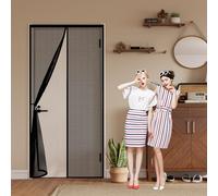 Cortina Mosquitera 65 x 190 cm Transpirables Antimosquitos, Sin Taladros, Magnético Automático, Con Velcra, Mosquitera para Puerta a Medida para Pasillos Balcn Puertas, Negro