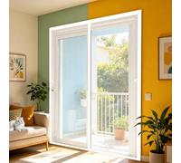 Cortina Mosquitera 65 x 195 cm Cortina Mosquitera Puerta Exterior Cierre Magnético de Arriba a Abajo, Automáticamente, Mantiene El Aire Fresco, para Patio Balcón, Blanco