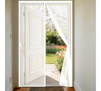 Cortina Mosquitera 71 x 200 cm Mosquitero Magnético para Puerta Cierre Automático de Arriba a Abajo, Mantiene El Aire Fresco Dentro y Los Bichos Fuera, para Patio Balcón, Blanco