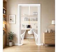 Cortina Mosquitera 84 x 195 cm Malla Imanes de Poliéster Imanes, Se Cierra Automáticamente Mosquiteras Magneticas Cortina Protección Contra Insectos para Balcón, Entrada, Blanco