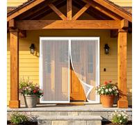 Cortina Mosquitera 85 x 110 cm Poliéster Resistente, con Ganchos, Silenciosa y Automática Cortina Mosquitera Magnética para Puerta Exterior Cierre para Balcón, Entrada, Blanco
