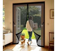 Cortina Mosquitera 85 x 200 cm Poliéster Resistente, con Ganchos, Silenciosa y Automática Mosquitera para Puerta Mosquiteras Magneticas para Puertas para Cocina, Comedor, Negro