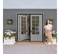 Cortina Mosquitera 95 x 205 cm Transpirables Antimosquitos, Sin Taladros, Magnético Automático, Con Velcra, Tela Mosquitera para Puerta para Ventanas y Balcón, Negro