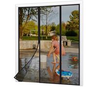 Cortina Mosquitera Caravana Puerta 145x195cm Negro Mosquitera de Doble Puerta Mosquitera Magnética para Puerta Doble Apertura Lateral Cortina Magnética Puerta Exterior