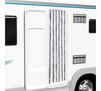 Cortina mosquitera de chenilla, gris y blanco, 56 x 185 cm, para caravana y autocaravana, extraíble, impermeable, silenciosa y flexible