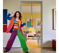 Cortina Mosquitera Magnética 101 x 192 cm Varios Tallas Automáticamente Mosquitera Magnética Resistente para Puerta Del Balcón, Puerta Patio, Gris