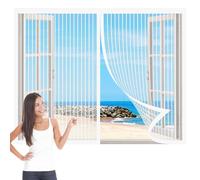 Cortina Mosquitera Magnética 107 x 99 cm sin Taladrar Cortina Mosquitera Iman Ventana Fácil de Ensamblar Autoadhesivo para Balcones, Puertas y Ventanas, Blanco