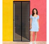 Cortina Mosquitera Magnética 108 x 257 cm Magnético Automático sin Taladrar Cortina Magnética Proteja a su Familia de Los Mosquitos para Puerta Exterior de Balcón Patio, Negro