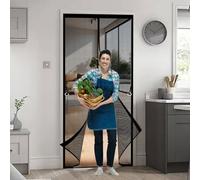 Cortina Mosquitera Magnetica 110 x 240 cm Contra Respirable, con Imanes Cortina Mosquitera Exterior Fácil Instalación, Mantiene El Aire Fresco Corredera de Patio, Negro