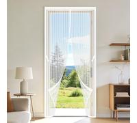 Cortina Mosquitera Magnética 115 x 242 cm Fácil de Instalar, No Requiere Herramientas Mosquitera Magnética Resistente a La Rotura para Todos Los Tamaños de Puertas, Blanco