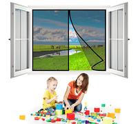 Cortina Mosquitera Magnética, 115x120 cm Mosquiteras a Medida Cortina Protección con Durable para Sala de Estar Balcón- Negro H